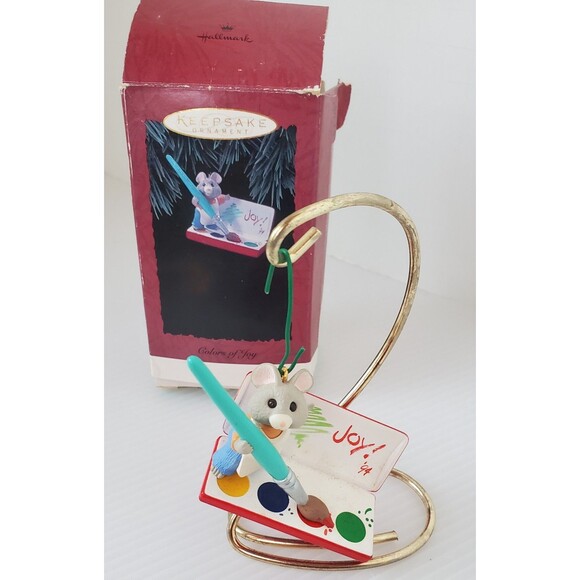 Mouse with Paintbrush Art Palette Colors of Joy Hallmark 1994 Christmas Ornament - Picture 2 of 8